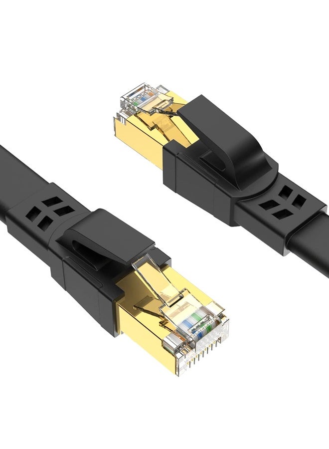 كابل إيثرنت CAT8 بطول 6.56 قدم، كابل شبكة LAN عالي السرعة ومتين من الفئة 8 بسرعة 40 جيجابت في الثانية، وتردد 2000 ميجاهرتز، مناسب للمودم، والراوتر، والمحول، وأجهزة الألعاب، وإكس بوكس. - Image 1